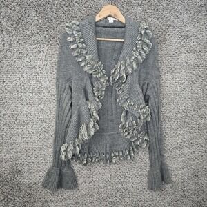 Boston Proper Cardigan Sweater Womens Large Gray Acrylic Wool Blend Knit Casual